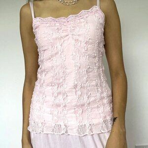 pink lace cami Boho chic corset top